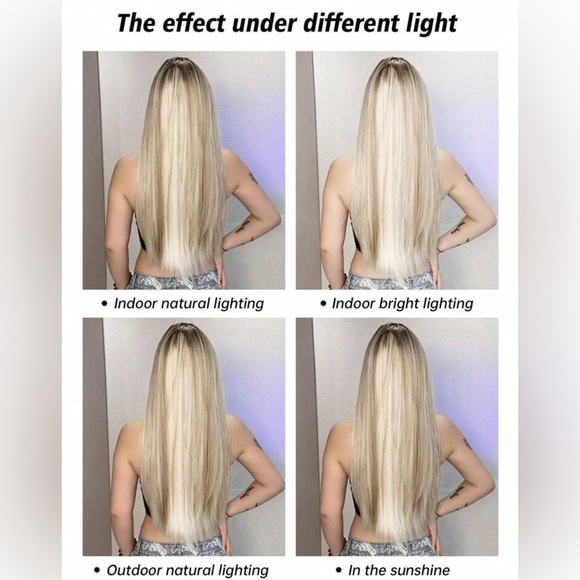 30 Inch Ombre brown to Light Blonde with highlights Long wig with bangs - Picture 9 of 12
